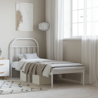 Estrutura de cama com cabeceira 75x190 cm metal branco