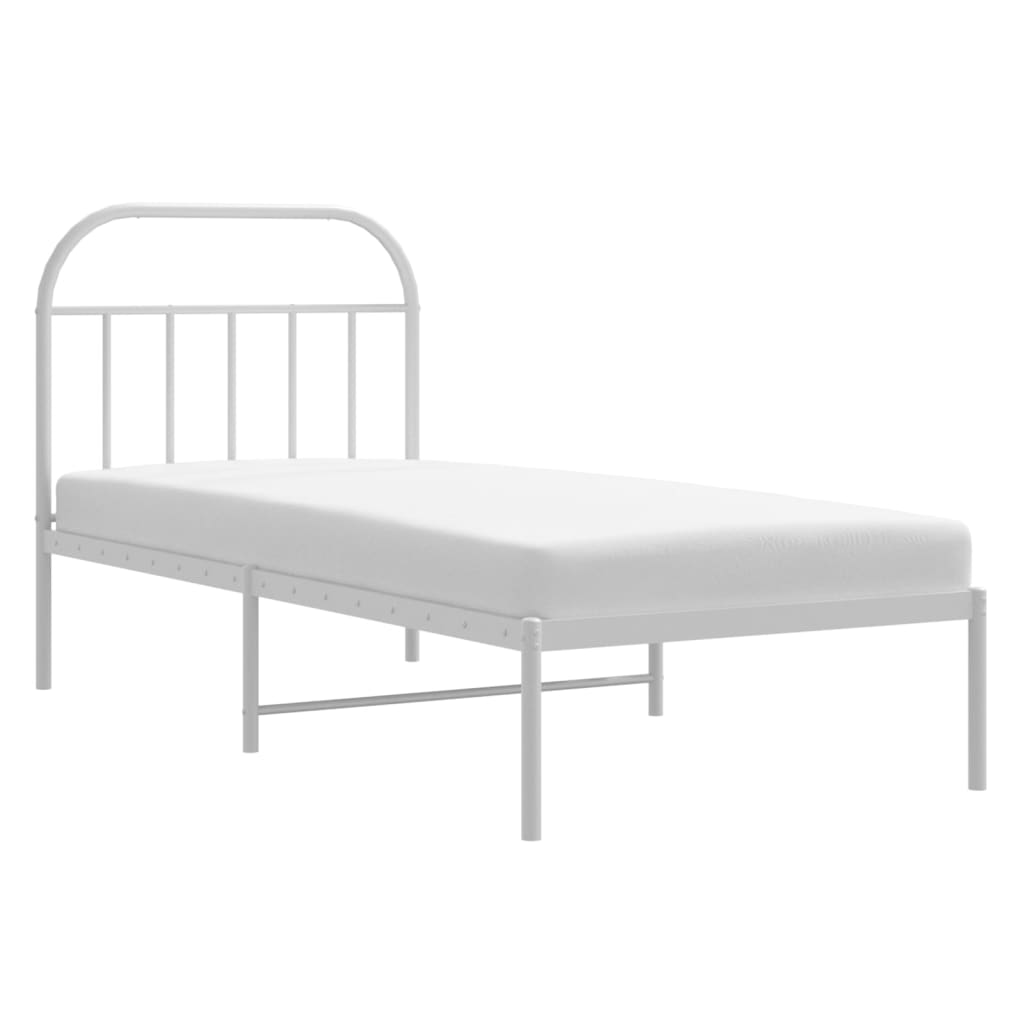 Estrutura de cama com cabeceira 90x190 cm metal branco