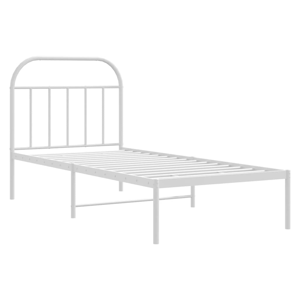 Estrutura de cama com cabeceira 90x190 cm metal branco