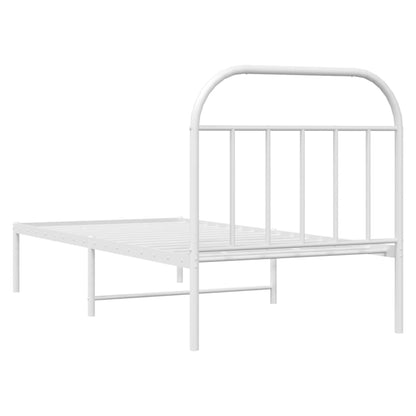 Estrutura de cama com cabeceira 90x190 cm metal branco