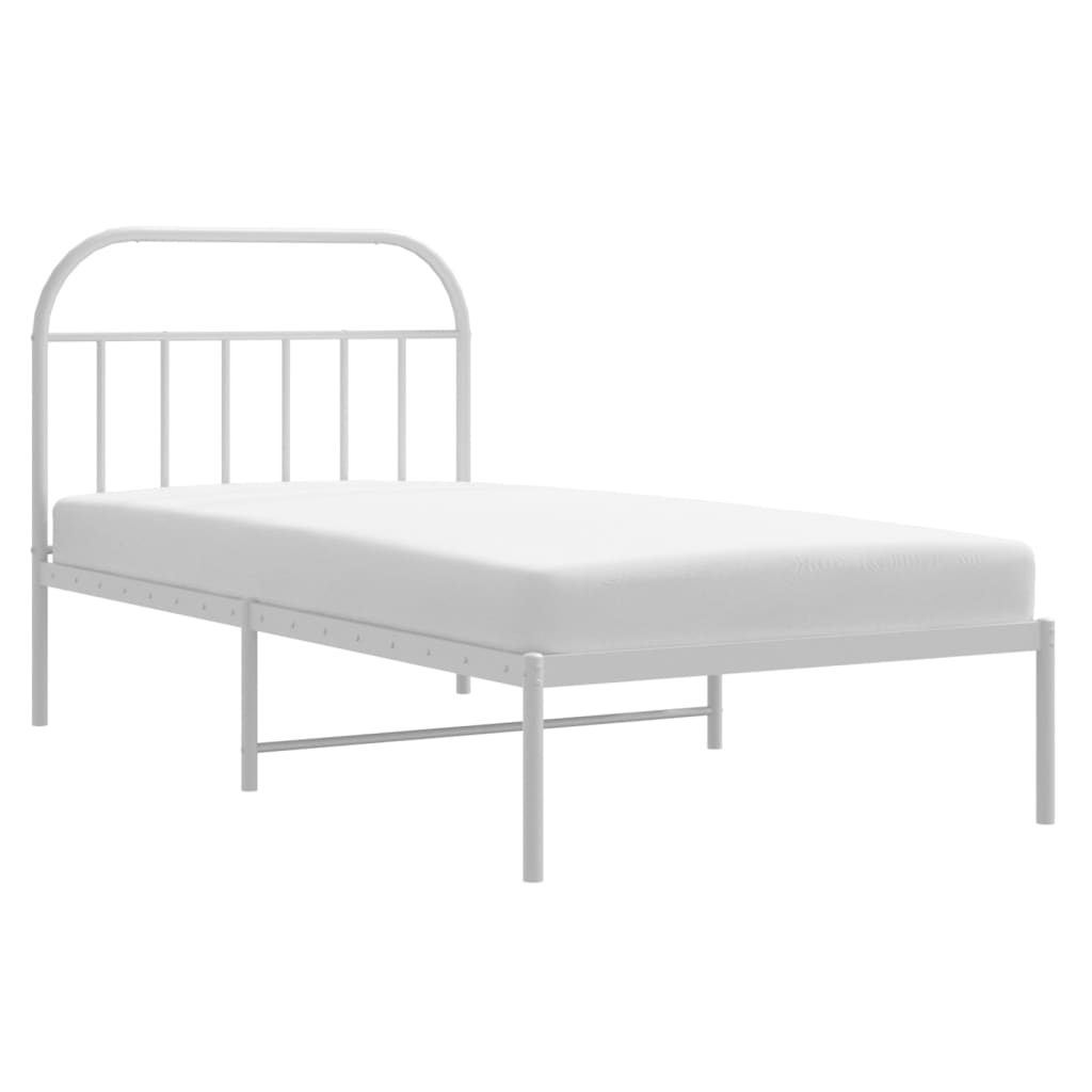 Estrutura de cama com cabeceira 100x200 cm metal branco