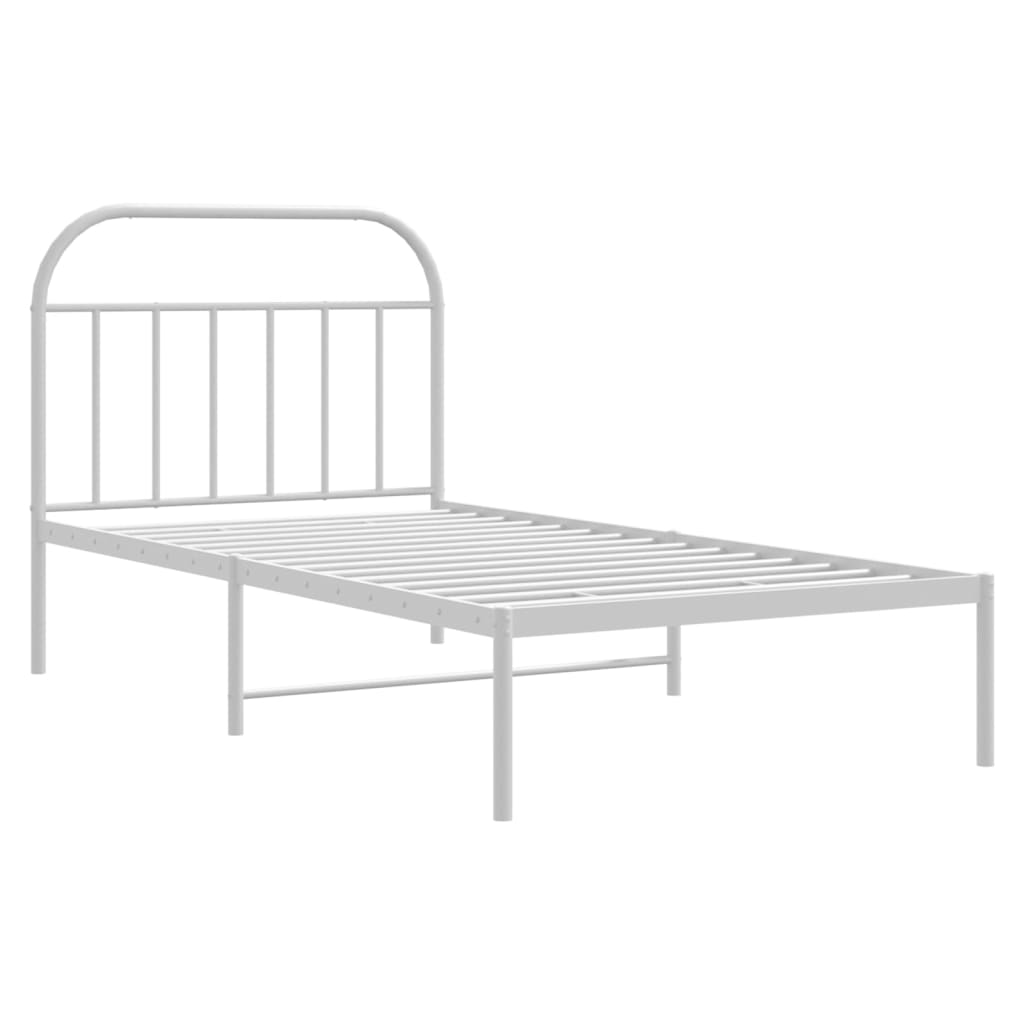 Estrutura de cama com cabeceira 100x200 cm metal branco