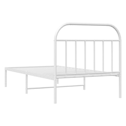 Estrutura de cama com cabeceira 100x200 cm metal branco