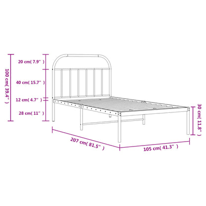 Estrutura de cama com cabeceira 100x200 cm metal branco