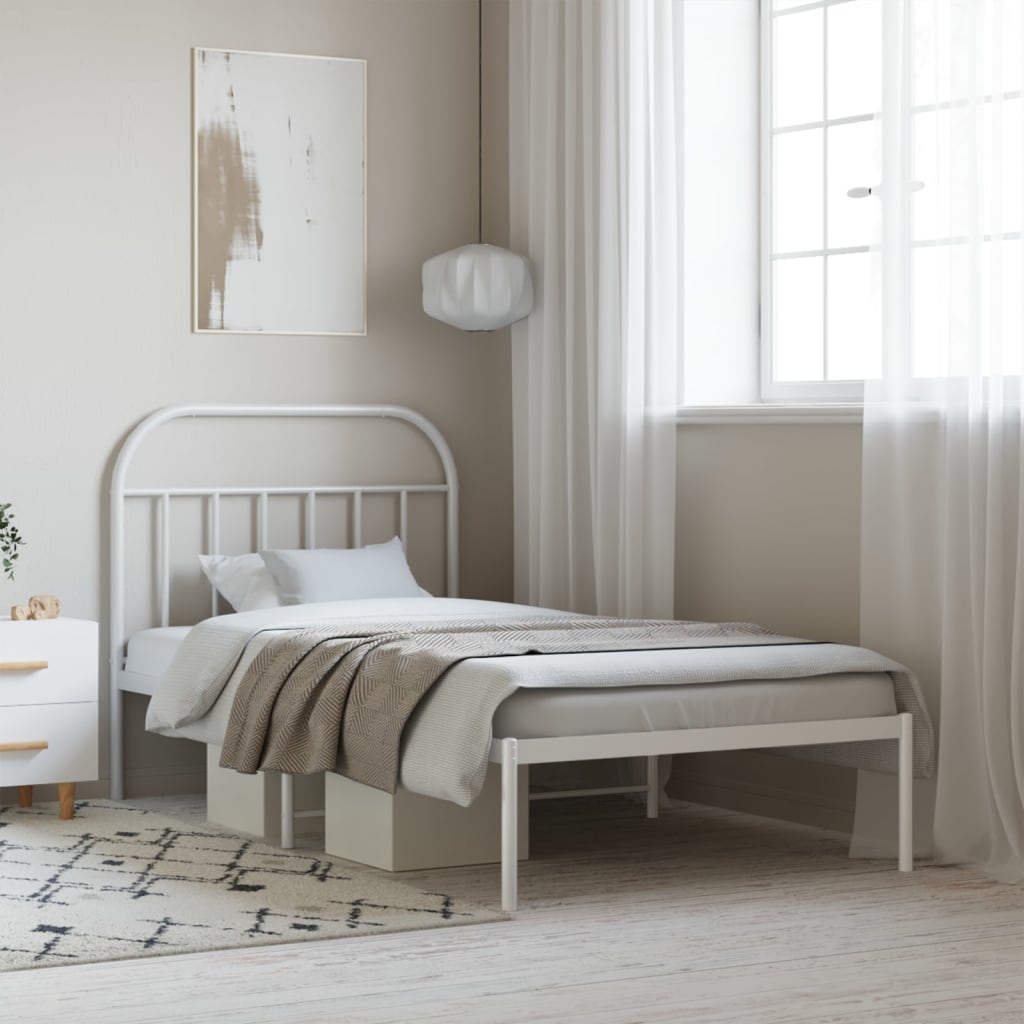 Estrutura de cama com cabeceira 100x200 cm metal branco