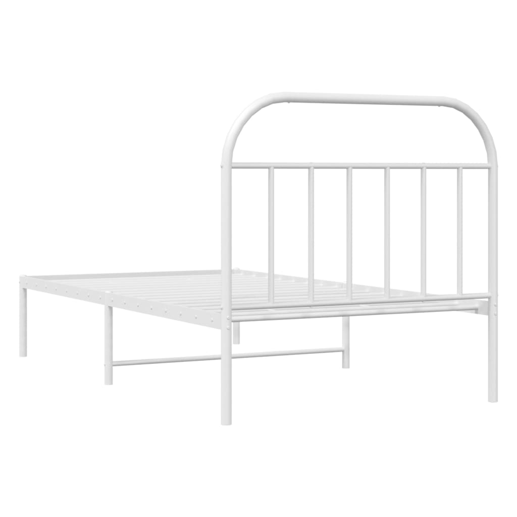 Estrutura de cama em metal com cabeceira 107x203 cm branco