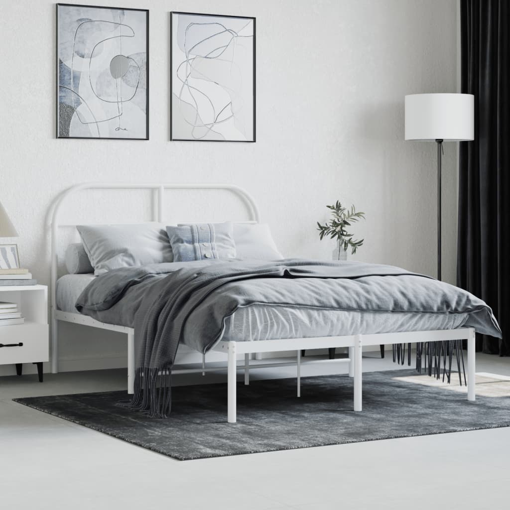 Estrutura de cama com cabeceira 120x190 cm metal branco