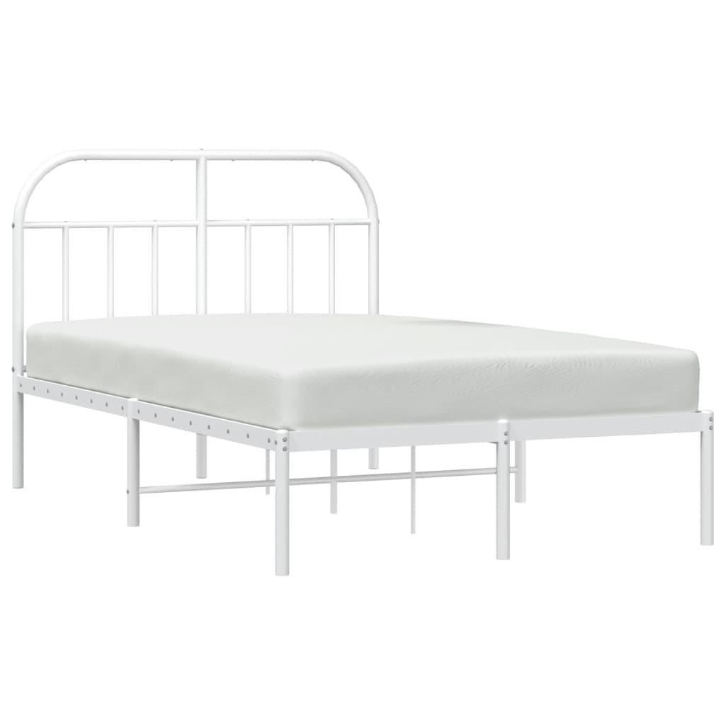 Estrutura de cama com cabeceira 120x190 cm metal branco