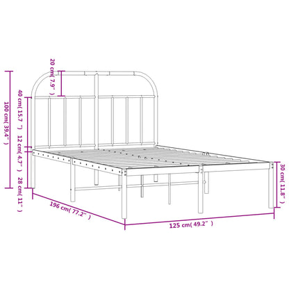 Estrutura de cama com cabeceira 120x190 cm metal branco