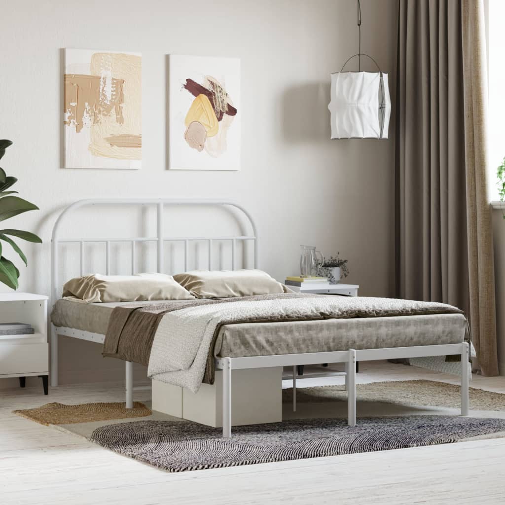 Estrutura de cama com cabeceira 120x190 cm metal branco