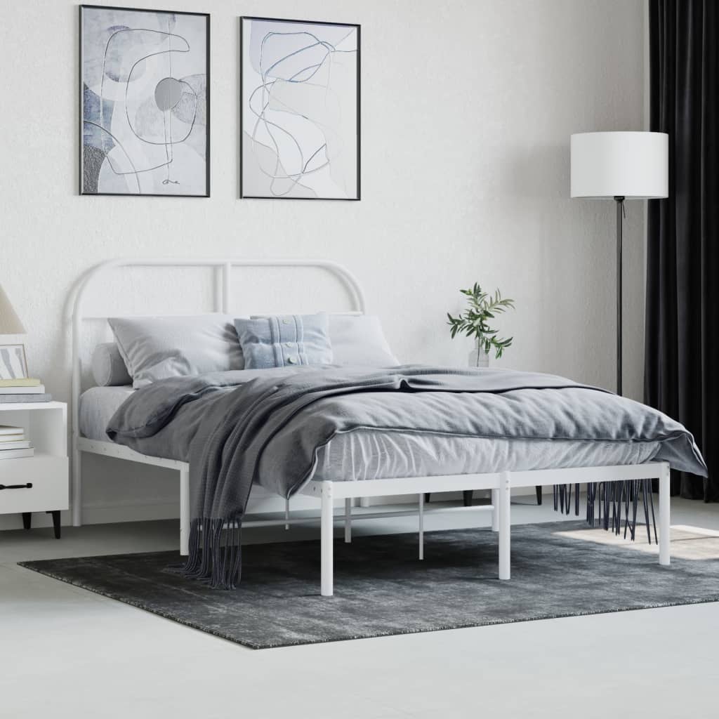 Estrutura de cama com cabeceira 120x200 cm metal branco