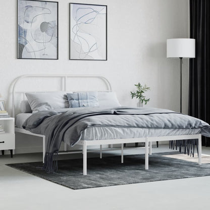 Estrutura de cama com cabeceira 140x200 cm metal branco