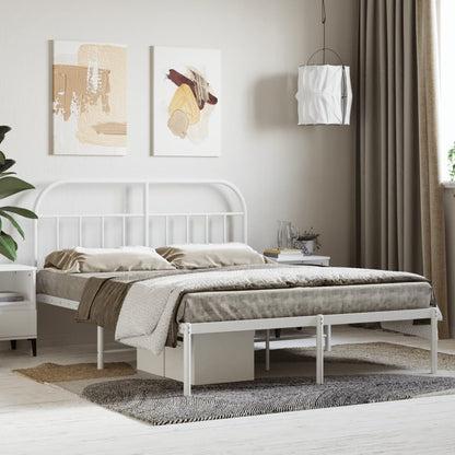 Estrutura de cama com cabeceira 140x200 cm metal branco