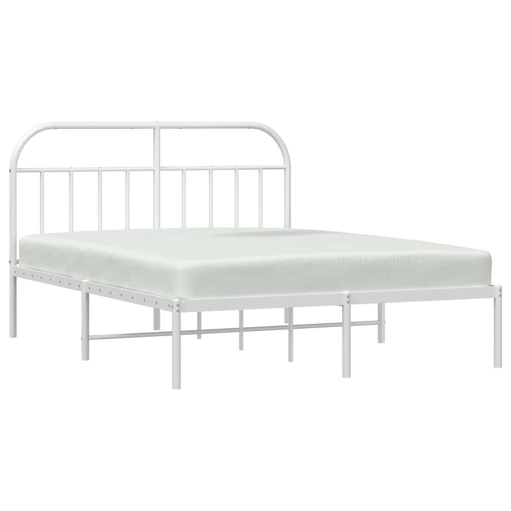 Estrutura de cama com cabeceira 150x200 cm metal branco