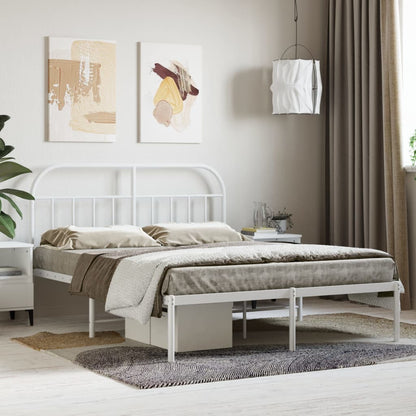 Estrutura de cama com cabeceira 150x200 cm metal branco