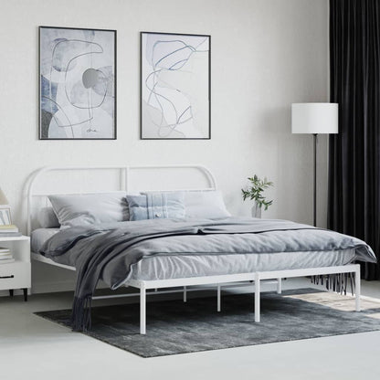 Estrutura de cama com cabeceira 160x200 cm metal branco