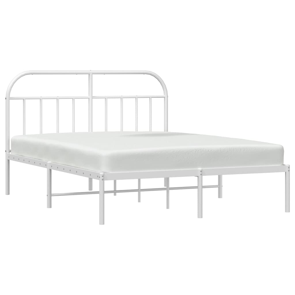 Estrutura de cama com cabeceira 160x200 cm metal branco