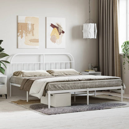 Estrutura de cama com cabeceira 180x200 cm metal branco