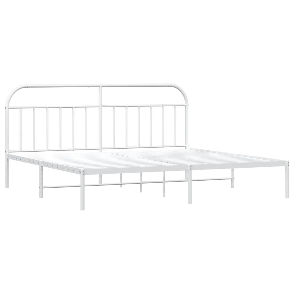 Estrutura de cama com cabeceira 193x203 cm metal branco