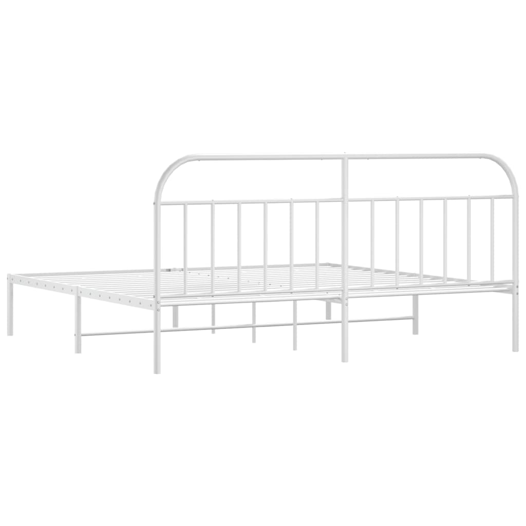 Estrutura de cama com cabeceira 193x203 cm metal branco