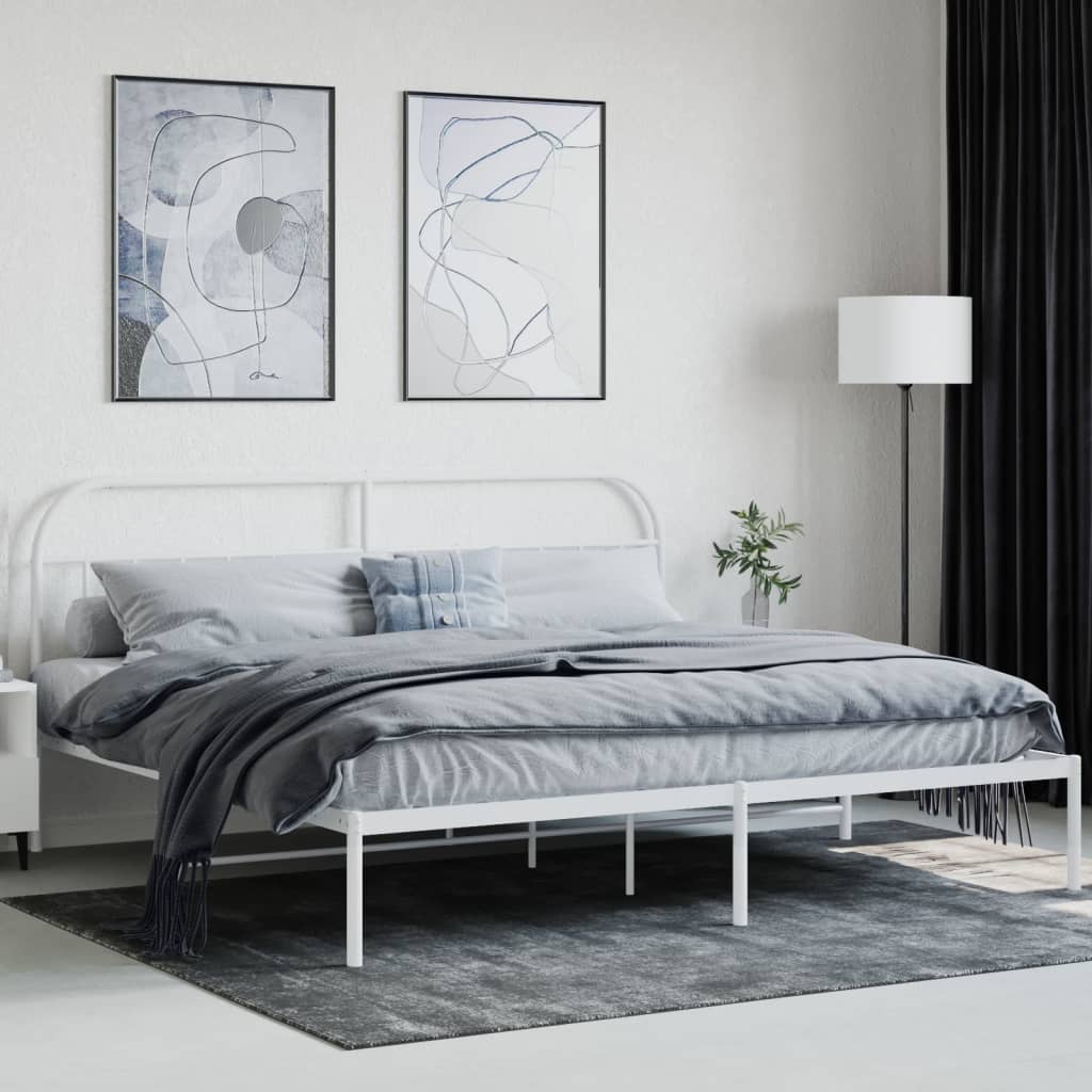 Estrutura de cama com cabeceira 200x200 cm metal branco