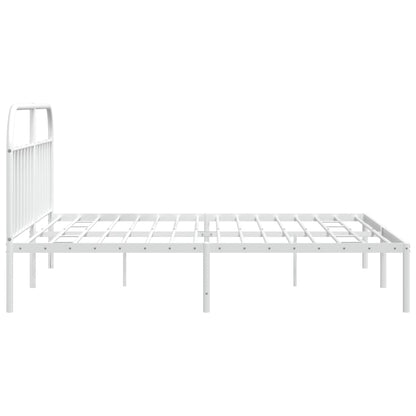 Estrutura de cama com cabeceira 200x200 cm metal branco