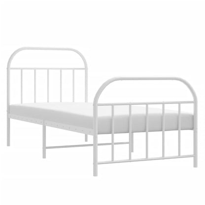 Estrutura de cama com cabeceira e pés 90x190 cm metal branco