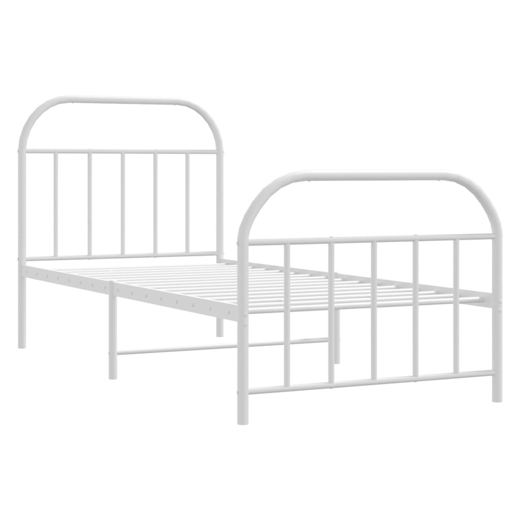 Estrutura de cama com cabeceira e pés 90x190 cm metal branco