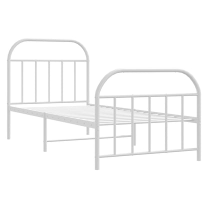 Estrutura de cama com cabeceira e pés 90x190 cm metal branco