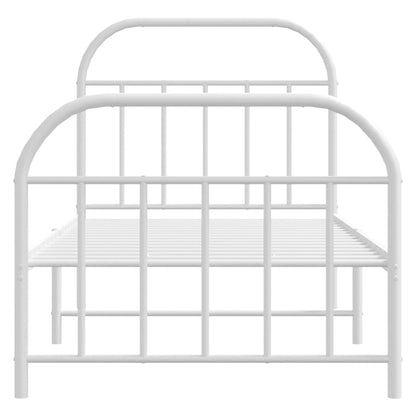 Estrutura de cama com cabeceira e pés 90x190 cm metal branco