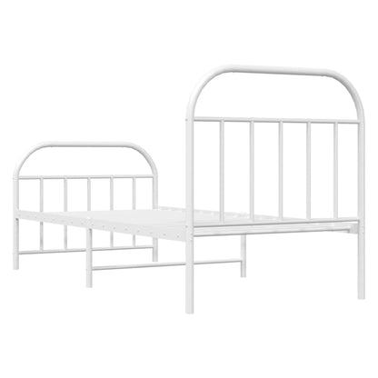 Estrutura de cama com cabeceira e pés 90x190 cm metal branco