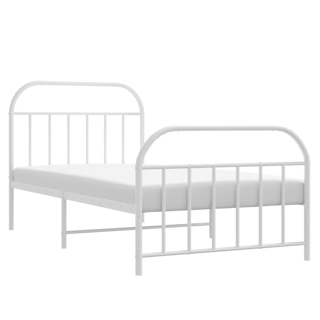 Estrutura de cama com cabeceira e pés 100x190 cm metal branco