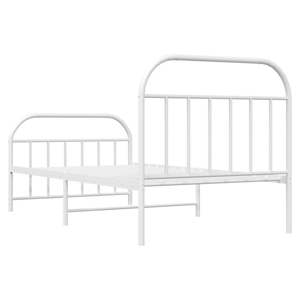 Estrutura de cama com cabeceira e pés 100x190 cm metal branco