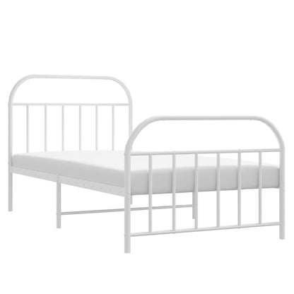 Estrutura de cama com cabeceira e pés 100x200 cm metal branco