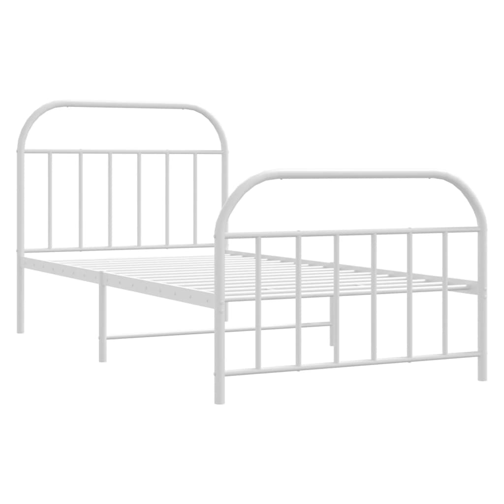 Estrutura de cama com cabeceira e pés 100x200 cm metal branco