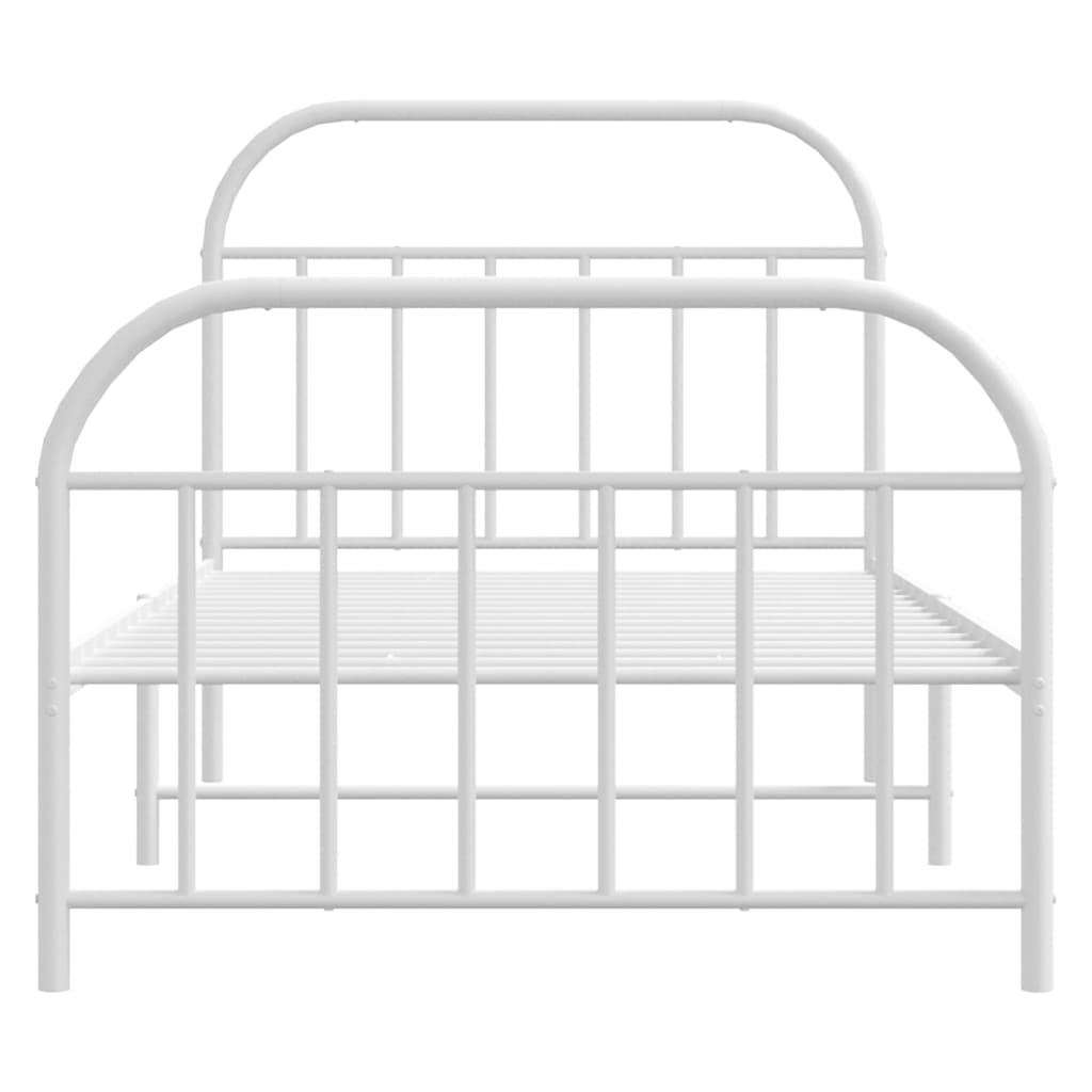 Estrutura de cama com cabeceira e pés 107x203 cm metal branco