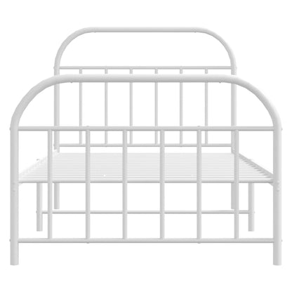 Estrutura de cama com cabeceira e pés 107x203 cm metal branco