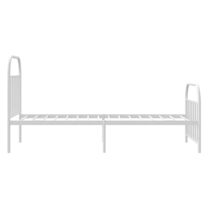 Estrutura de cama com cabeceira e pés 107x203 cm metal branco