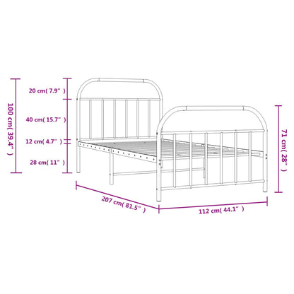 Estrutura de cama com cabeceira e pés 107x203 cm metal branco