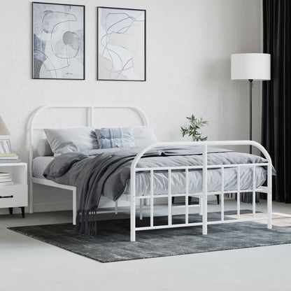 Estrutura de cama com cabeceira e pés 120x190 cm metal branco