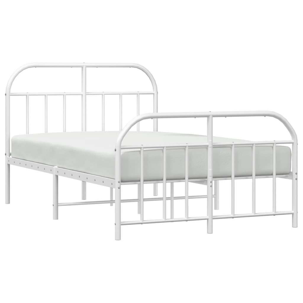 Estrutura de cama com cabeceira e pés 120x190 cm metal branco