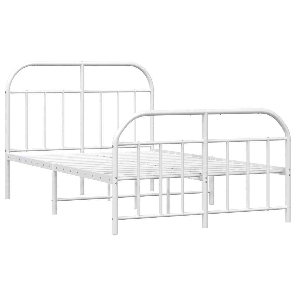 Estrutura de cama com cabeceira e pés 120x190 cm metal branco