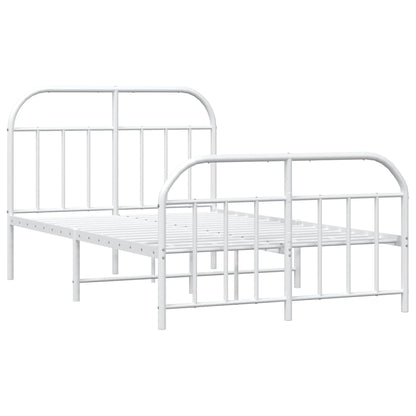 Estrutura de cama com cabeceira e pés 120x190 cm metal branco