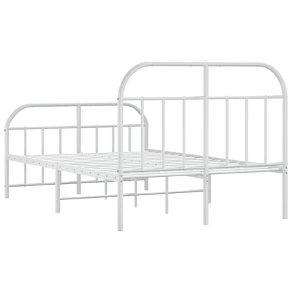 Estrutura de cama com cabeceira e pés 120x190 cm metal branco