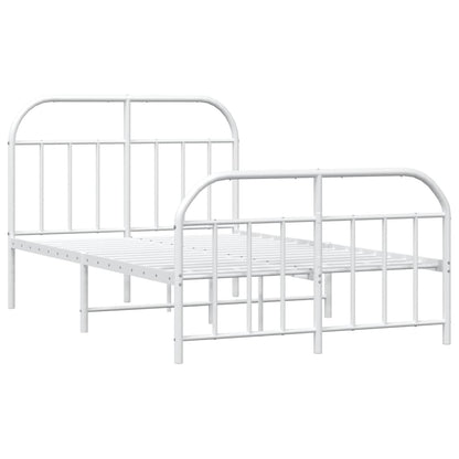 Estrutura de cama com cabeceira e pés 120x200 cm metal branco