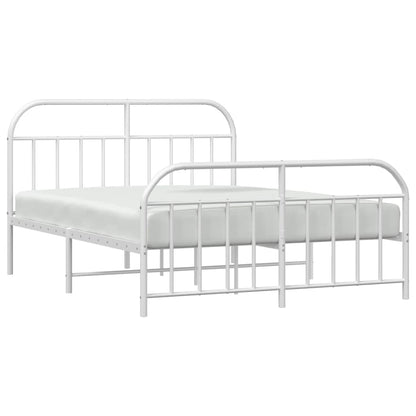 Estrutura de cama com cabeceira e pés 135x190 cm metal branco