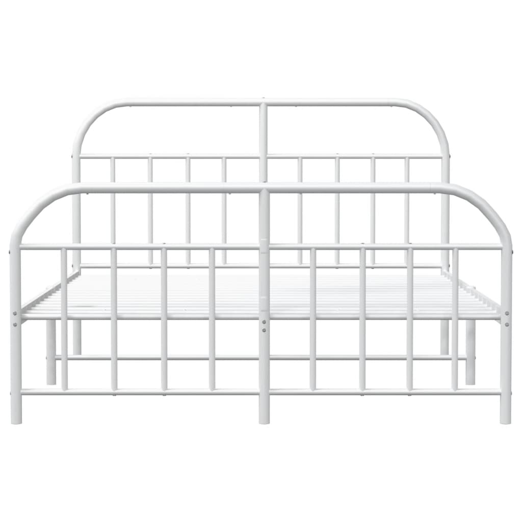 Estrutura de cama com cabeceira e pés 135x190 cm metal branco