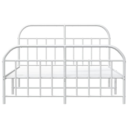 Estrutura de cama com cabeceira e pés 135x190 cm metal branco