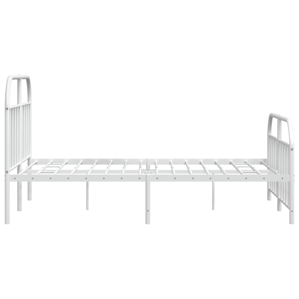 Estrutura de cama com cabeceira e pés 135x190 cm metal branco