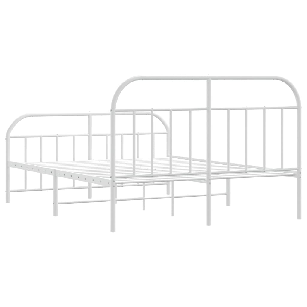 Estrutura de cama com cabeceira e pés 135x190 cm metal branco